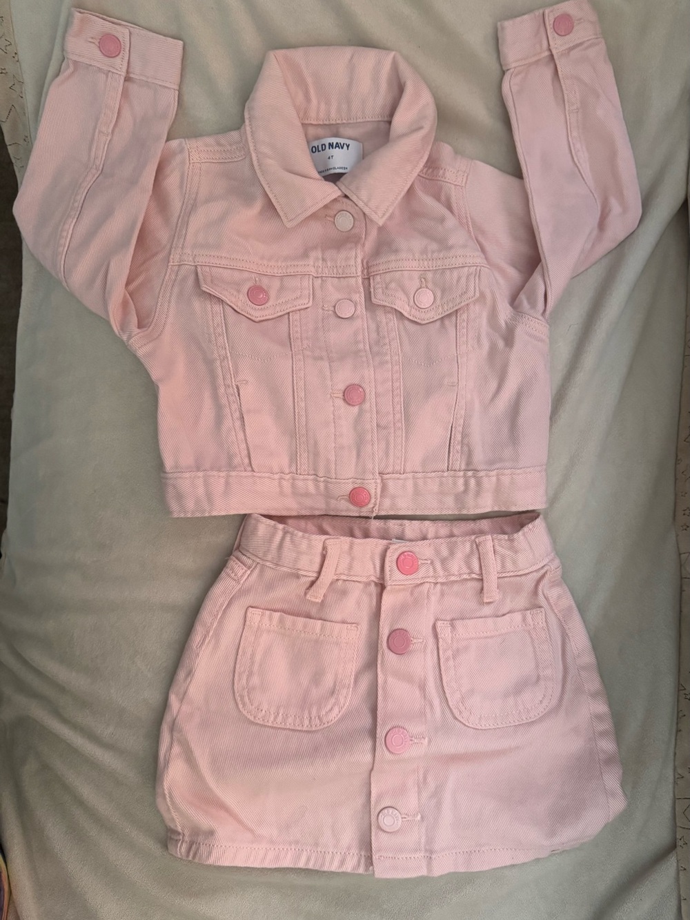 Old Navy Light Pink Denim Jacket and Skirt Set